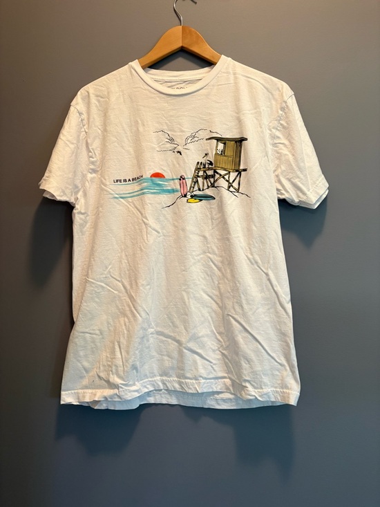 Eldon Other - Men's White 'Life Is A Beach' Graphic Crew Tee